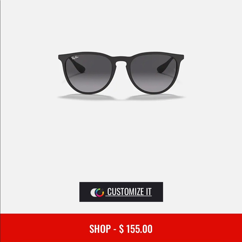 Rayban Erika sunglasses Black with dark grey gradient lenses. New in Box